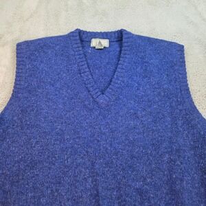 Vintage Christopher Hayes Wool Sweater Vest Mens XL V-Neck Shetland Knit Blue